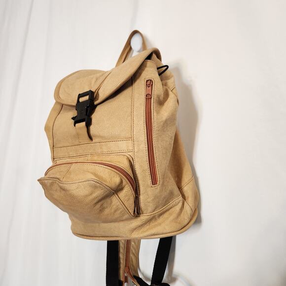 UNKNOWN Tan Supple Leather Adjustable Sling Shoulder Bag Western Womens FLAWED - Picture 3 of 12